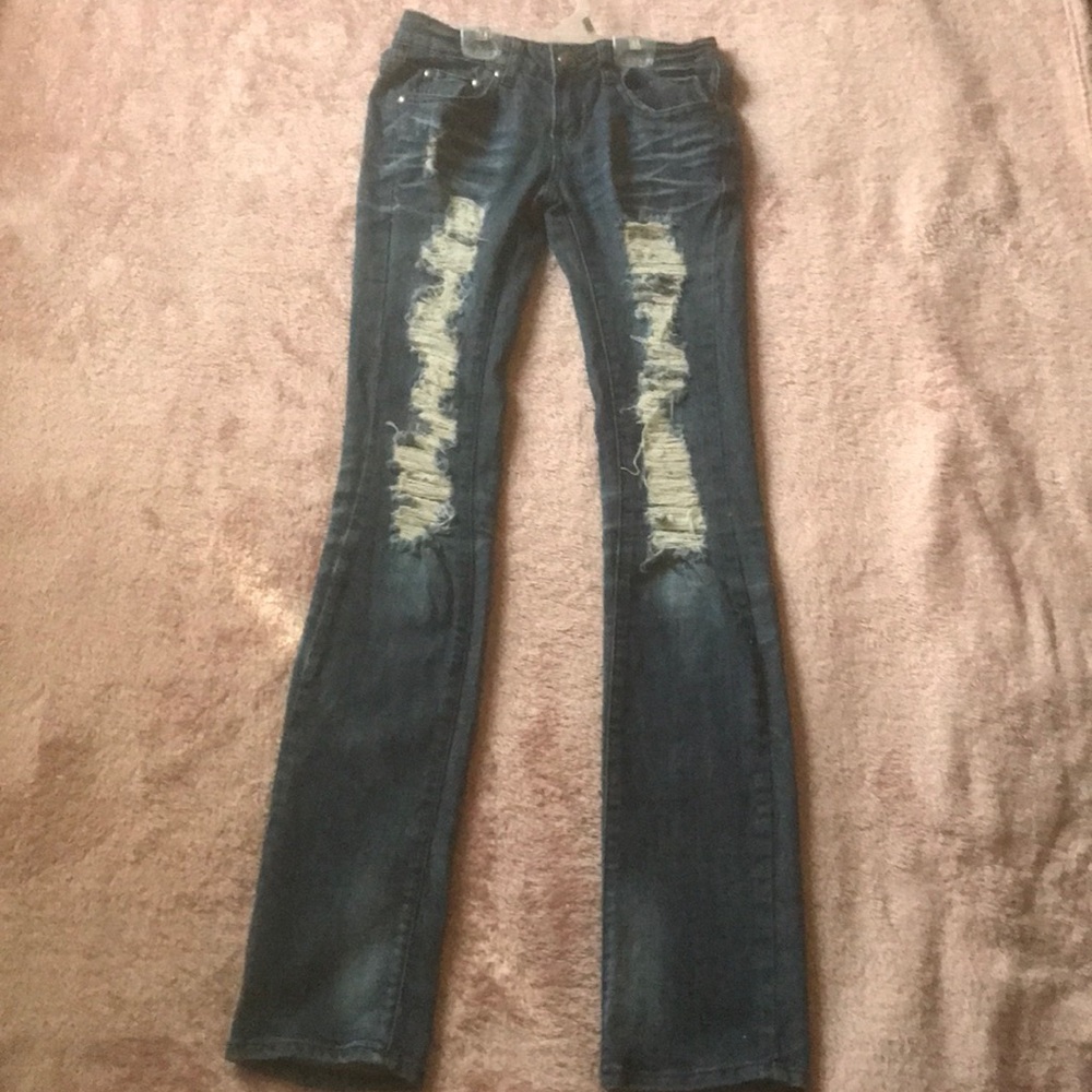 Ripped blue jeans